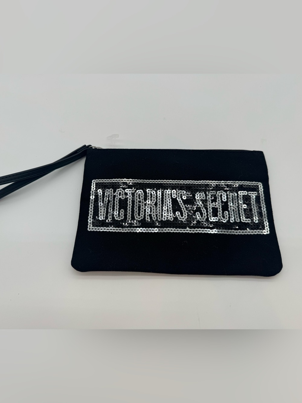 Victoria's Secret Black Wristlet with Silver Sequin Logo